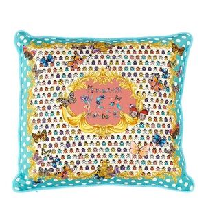Versace Turquoise and Gold Butterfly Pillow